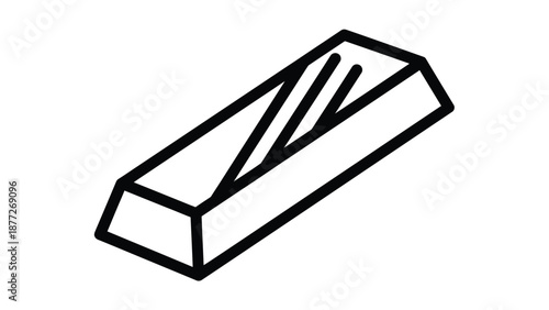 Simple black and white line icon representing a solid gold bar ingot