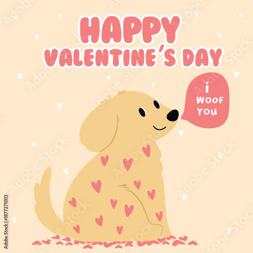 Cute Puppy Valentine's Day Greeting with Hearts
