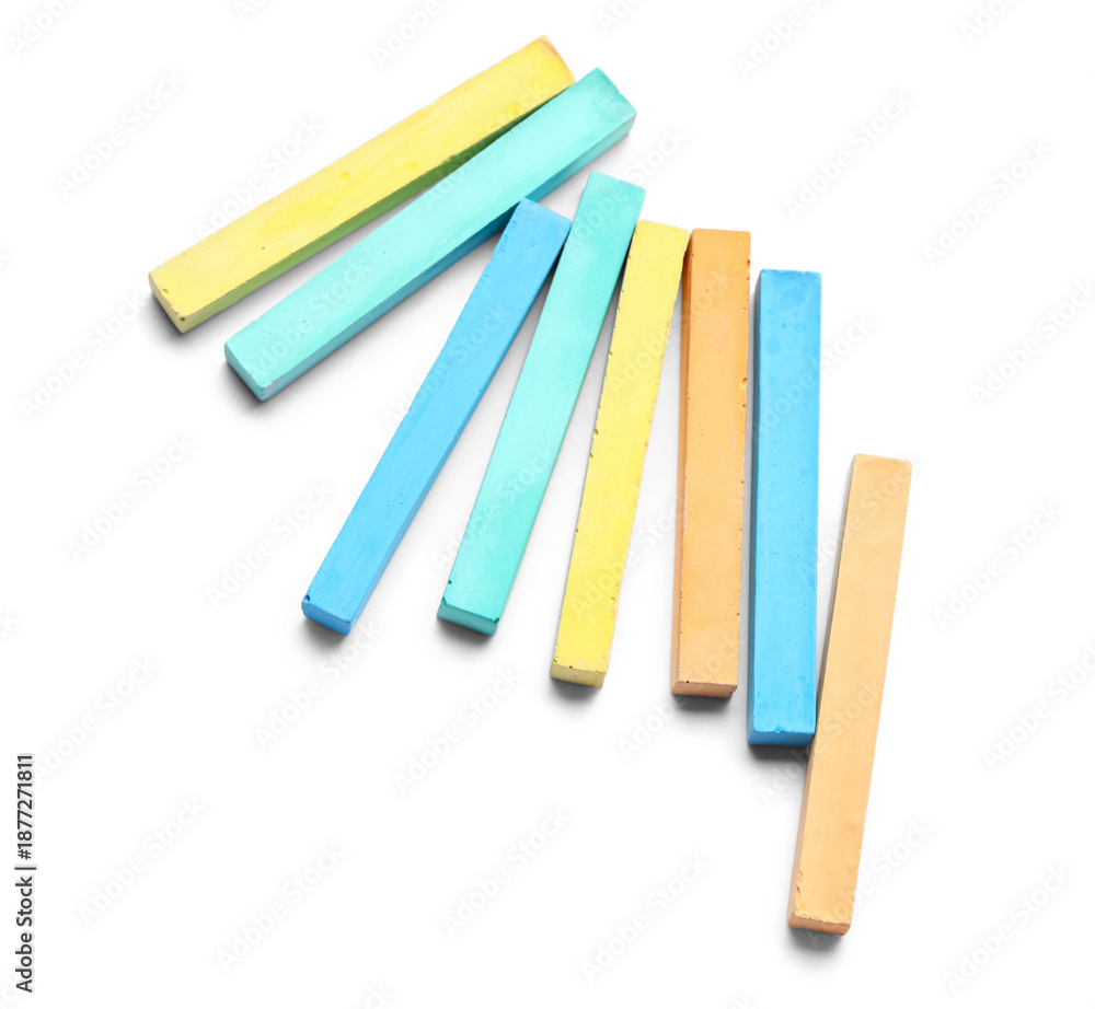 Obraz premium Colorful chalks on white background
