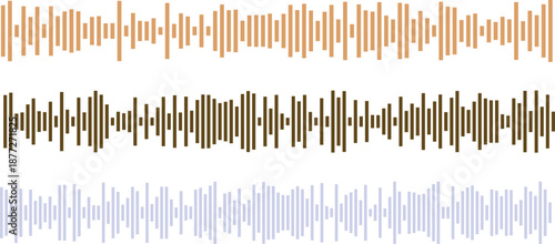 Audio waveforms in orange, brown, and blue for sound visualization