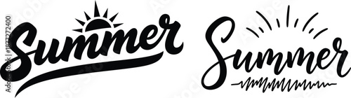 Summer typography designs with sun motifs