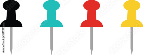 Colorful push pin icons set vector illustration simple office map marker symbols for organization and planning design