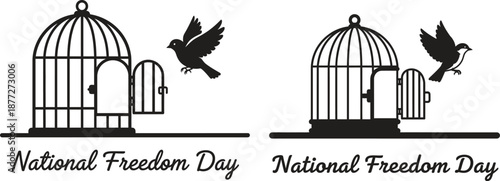 National Freedom Day concept with birds escaping cages