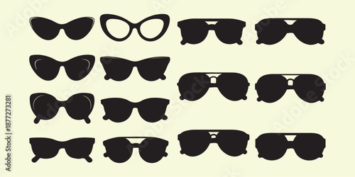 A vintage hipster fashion collection featuring a seamless pattern of black mustache silhouettes, retro eyeglasses, and vector beard icons for men's face style design illustration