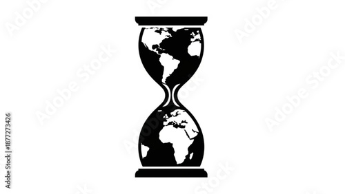 Hourglass with world map globe illustration