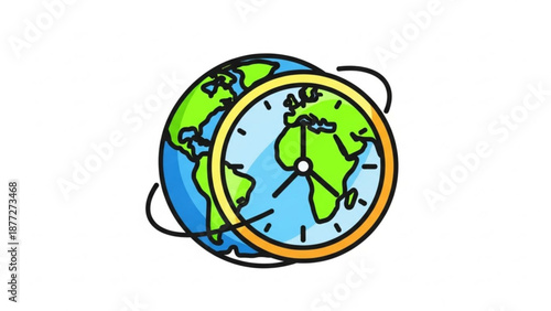 Earth globe with clock overlay time concept