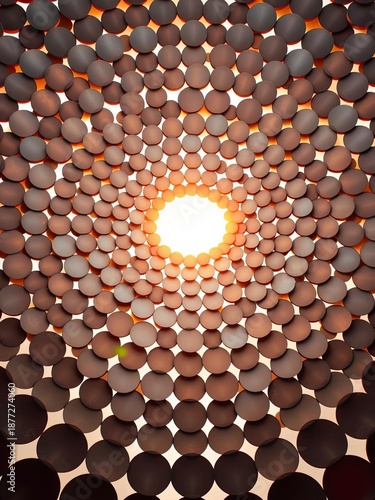 Wallpaper Mural Circular iron discs create rhythmic tessellation, captured from below, minimalist design,  clean,  minimalist Torontodigital.ca