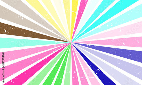 Abstract multicolor sun rays, retro styled sun burst pattern texture background, vector illustration, line art  illustration