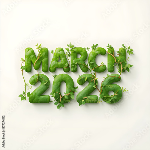 Wallpaper Mural March 2026 Organic Nature Text Made of Fern and Leafy Vine 3D Typography Torontodigital.ca