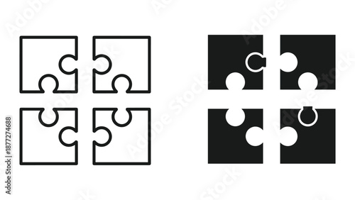 Puzzle pieces fitted together to form a complete square