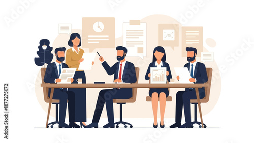 Business Meeting: Team Collaboration and Strategy Discussion in Office