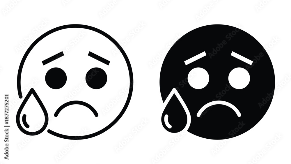 Fototapeta premium Crying angry face emoji illustration