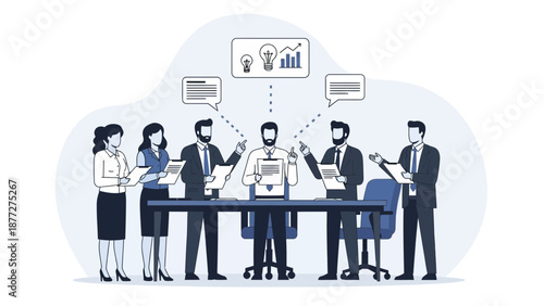 Business Meeting Team Collaboration Strategy Brainstorming Ideas Growth Chart