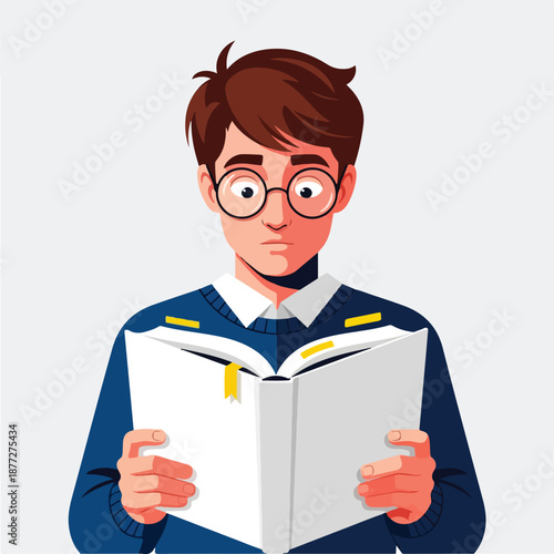 Young person reading book