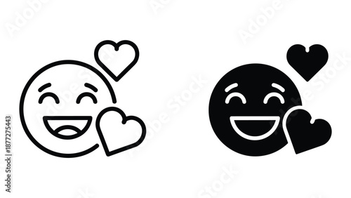 Smiling face with heart eyes emoji icon set