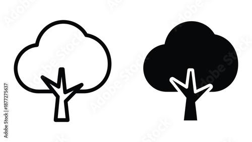 Simple tree icons in black and white