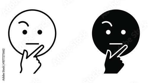 Thinking face emoticon with hand gesture