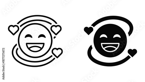 Smiling face emoticon with heart eyes icon