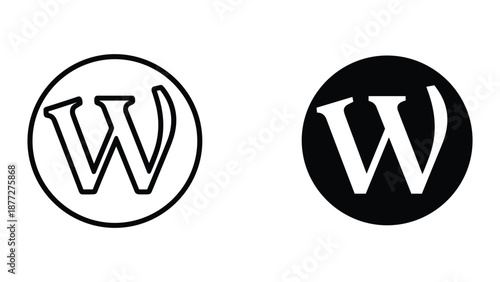 Simple black and white w logo design