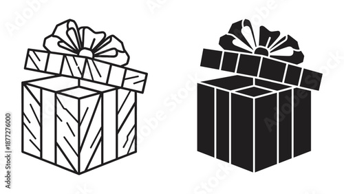 Beautiful gift boxes with open lid and ribbon