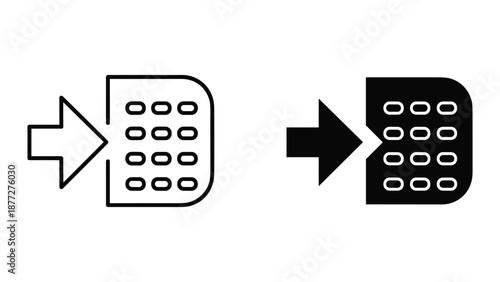 Transformation of arrow symbol from white to black