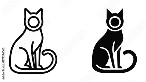 Simple line art of cat in two variations