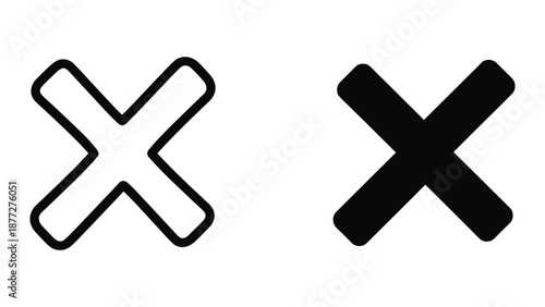 Black cross symbol on white background
