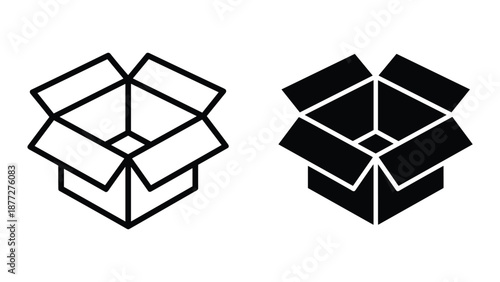 Open cardboard box illustration on white background