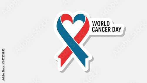 World Cancer Day ribbon graphic promoting awareness and support for the fight against cancer