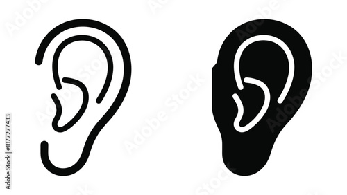 Simple black and white ear icons