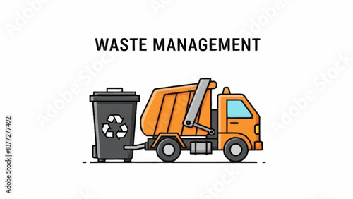 Waste Management Truck Collecting Garbage.