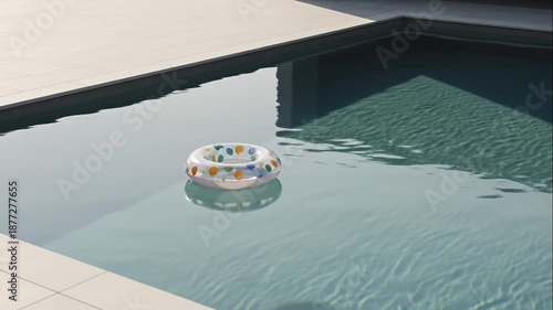 Inflatable Ring Floating on Calm Pool Water