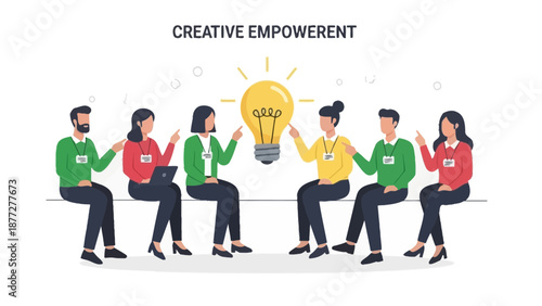Creative Team Brainstorming Idea Light Bulb Innovation Collaboration