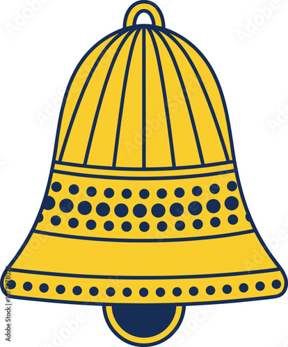Classic bell icon illustration representing notification alert, ringing signal, festive decoration, and simple flat design concept