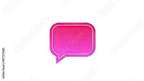 Pink Speech Bubble with White Outline