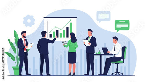 Business Meeting Team Presentation Growth Chart Strategy Planning