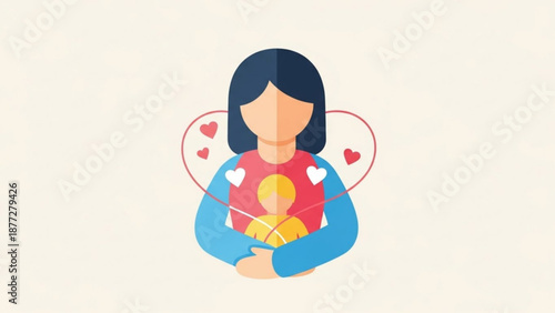 Woman with hearts and lightbulb moment concept