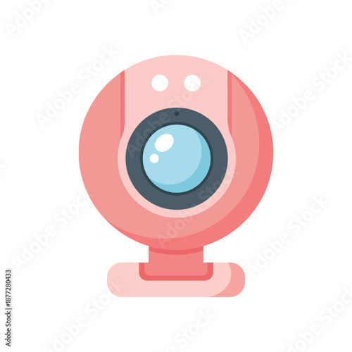 Cute pink cartoon webcam illustration with a simple design for technology use