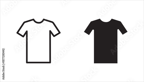 A simple design of a short-sleeved shirt. icon set,  This shirt has a collar, short sleeves, and buttons down the front