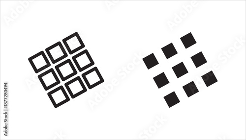 Chocolate bar. icon set,  Unwrapped square block chocolate. Cocoa organic product vector illustration isolated on white background