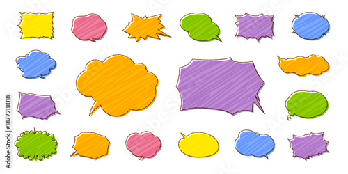 手書き風ずらしデザインの吹き出し　横書き