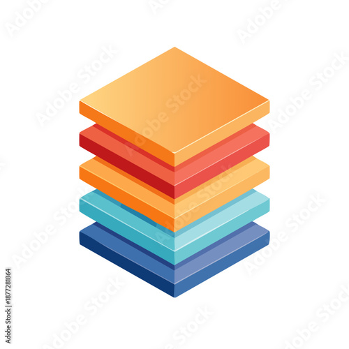 Vibrant stacked blocks in modern gradient colors
