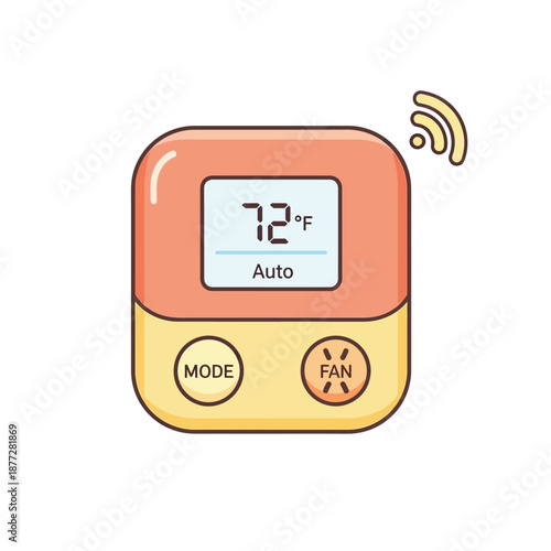 Digital thermostat displaying temperature control with wireless connectivity and auto mode feature