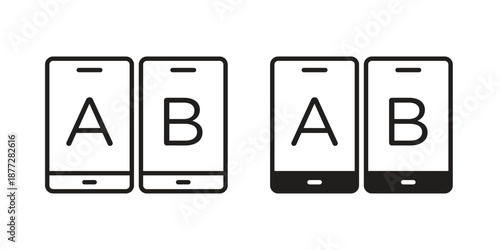 A B test icons collection glyph and mixed vector Illustrations