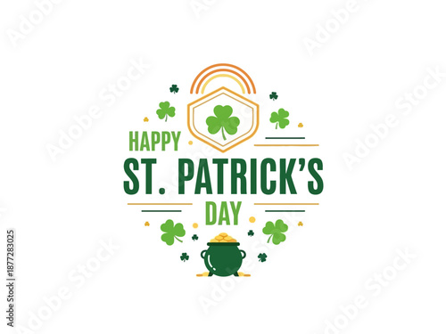 Celebration of St. Patrick's Day with shamrocks and pot of gold
