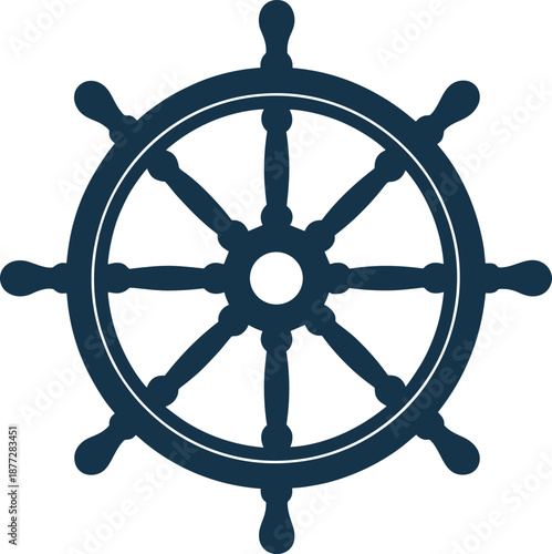 Ship steering wheel icon vector illustration nautical helm symbol for marine navigation sailing and maritime design