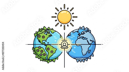 Earth before and after virus outbreak with sun