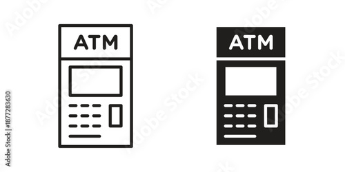 Atm icons collection glyph and mixed vector Illustrations