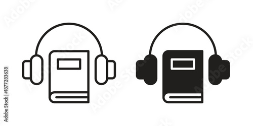 Audiobook icons collection glyph and mixed vector Illustrations
