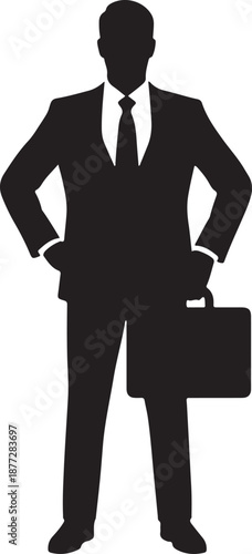 Confident businessman standing with briefcase in hand
